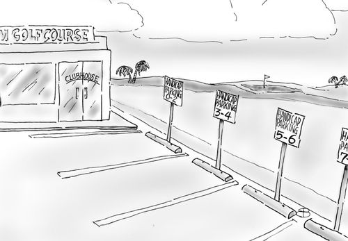 Golf club with handicap parking.