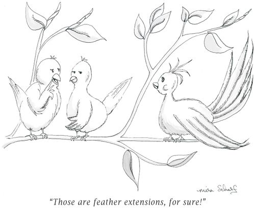 "Those are feather extensions, for sure!"