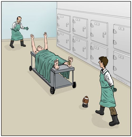 Make-your-own-fun at the morgue.