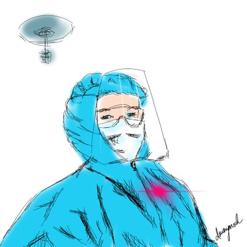 A healthcare worker in PPE