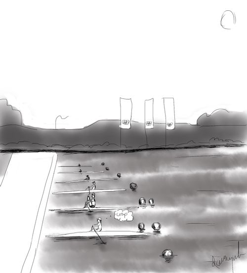 A competitive rower thinking 'Crap'.
