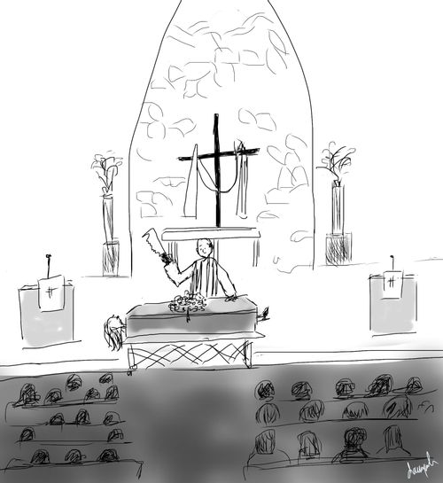 A priest performing a magic trick