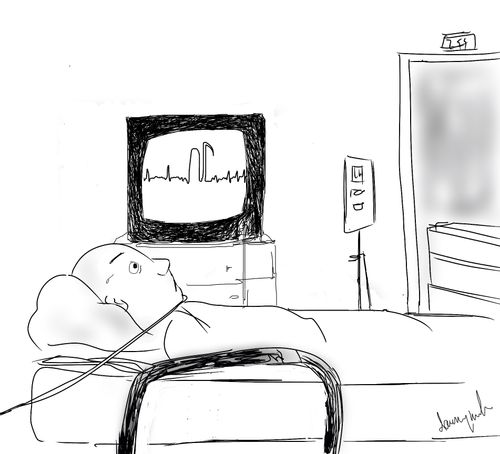 Grim reaper on a heart monitor 