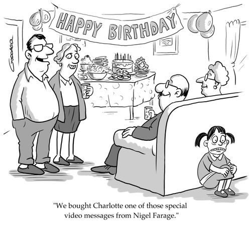 "We brought Charlotte one of those special video messages from Nigel Farage."