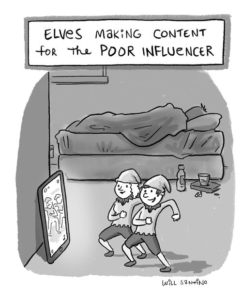 "Elves making content for the poor influencer."