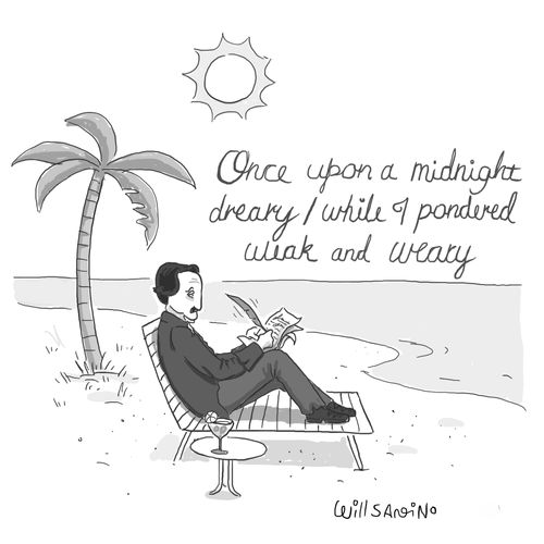 "Once upon a midnight dreary / while I pondered weak and weary."