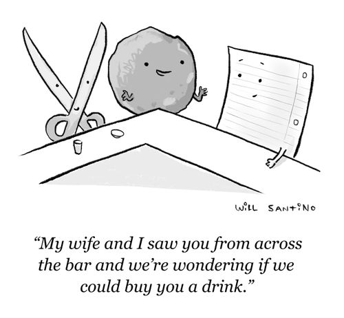 "My wife and I saw you from across the bar and we're wondering if we could buy you a drink."
