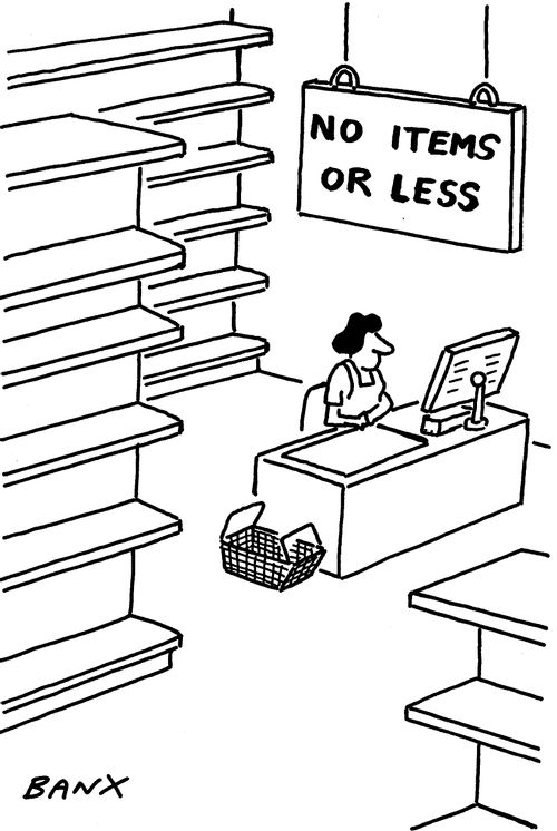 Empty supermarket shelves