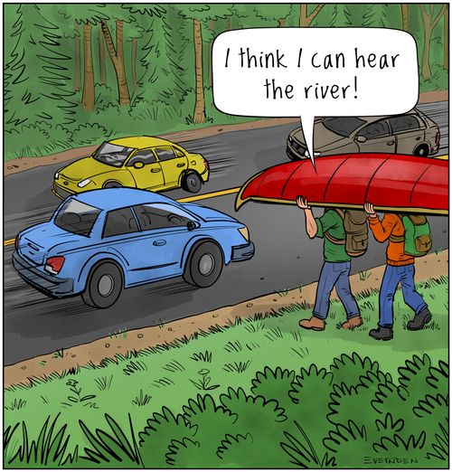 "I think I can hear the river!"