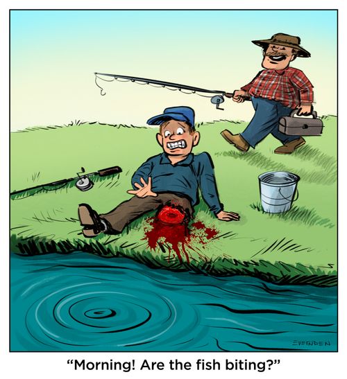 "Morning! Are the fish biting?"