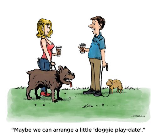 "Maybe we can arrange a little 'doggie play-date'."