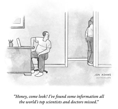 "Honey, come look! I've found some information all the world's top scientists and doctors missed."