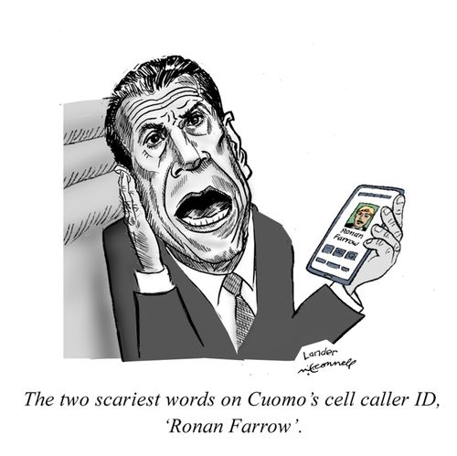 The two scariest words on Cuomo's cell caller ID, 'Ronan Farrow'."