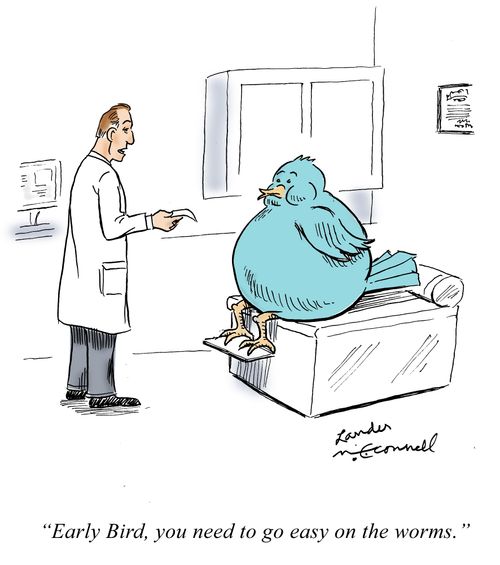 "Early Bird, you need to go easy on the worms."