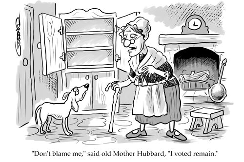 "Don't blame me," said old Mother Hubbard, "I voted remain."