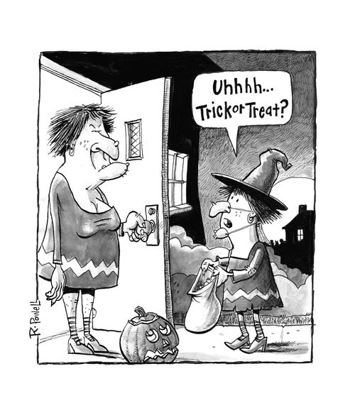 "Uhhhh. . . Trick or Treat?"