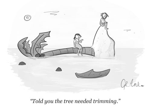 "Told you the tree needed trimming."
