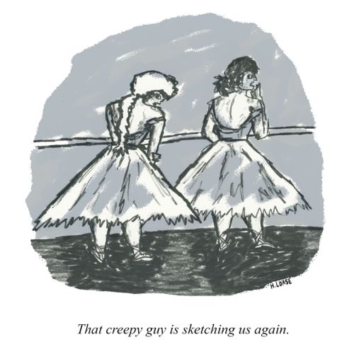 "That creepy guy is sketching us again."