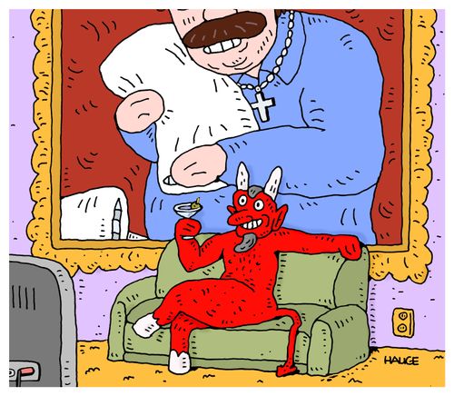 The devil relaxing at home
