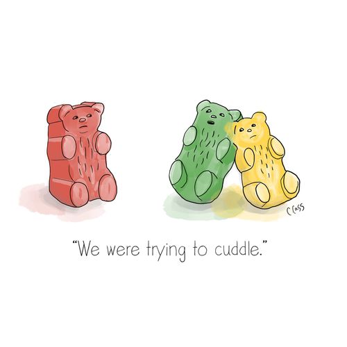 "We were trying to cuddle."