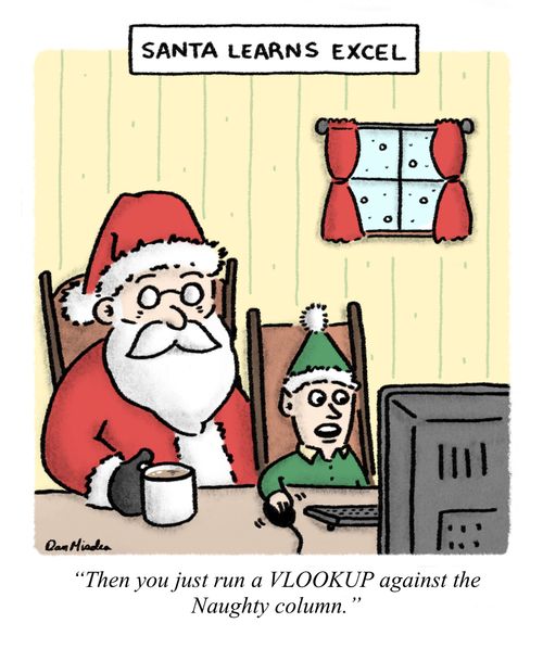 "Then you just run a VLOOKUP against the Naughty column."