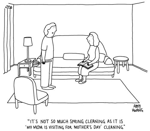"It's not so much spring cleaning as it is 'My mom is visiting for Mother's Day' cleaning."