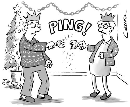Christmas cracker goes 'ping' instead of 'bang'.