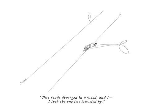 "Two roads diverged in a wood, and I – I took the one less traveled by."