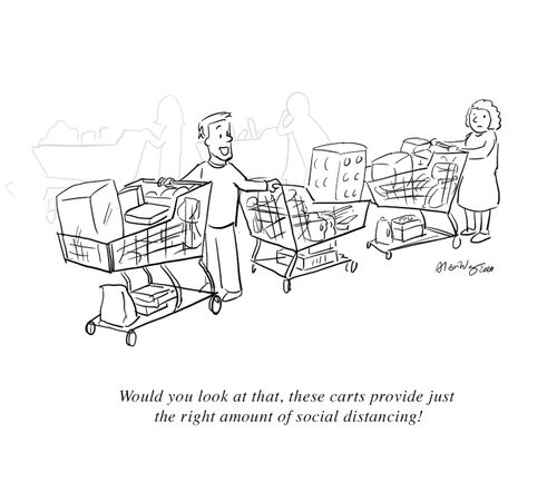 "Would you look at that, these carts provide just the right amount of social distancing!"