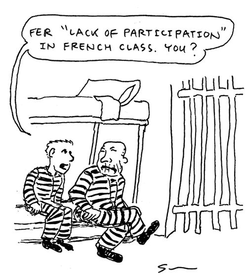 "Fer 'Lack of participation' in French class. You?"