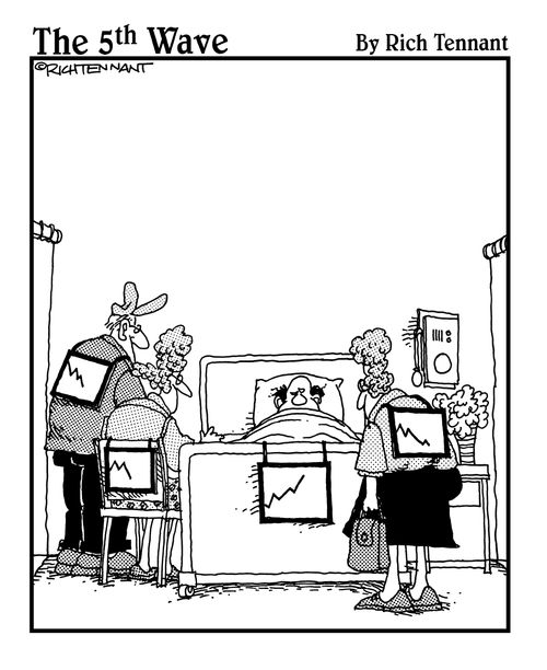 Visitors around a sickbed