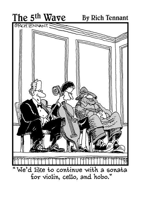 "We'd like to continue with a sonata for violin, cello, and hobo."