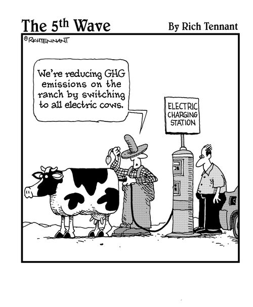 "We're reducing GHG emissions on the rance by switching to ll electric cows." 