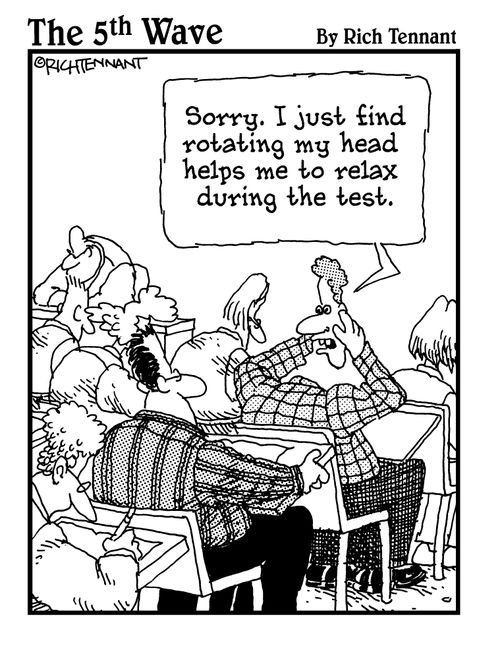 "Sorry. I just find rotating my head helps me to relax during the test."