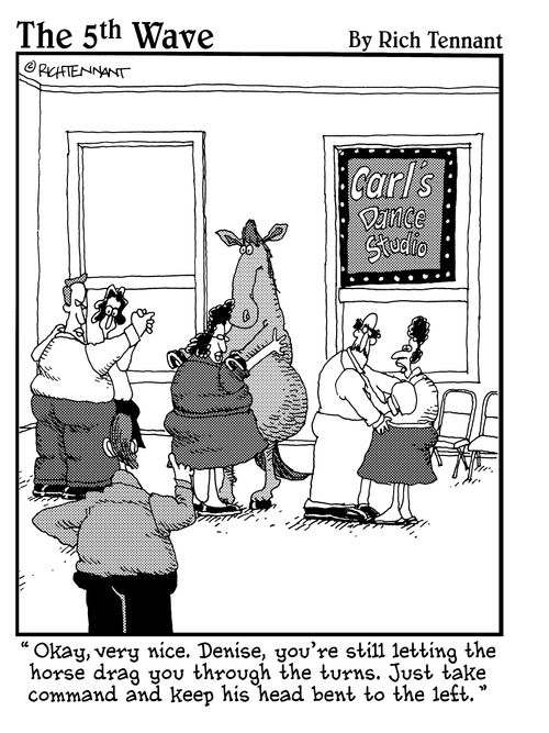 "Okay, very nice. Denise, you're still letting the horse drag you through the turns. . ."