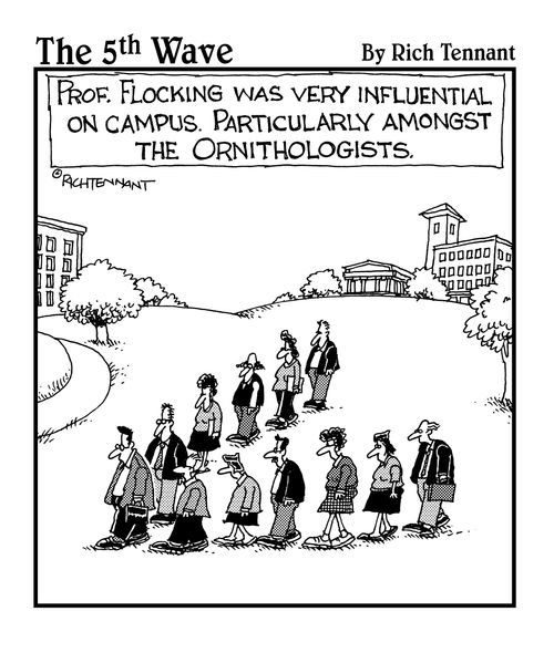Prof. Flocking was very influential on campus. Particularly amongst the Ornithologist."