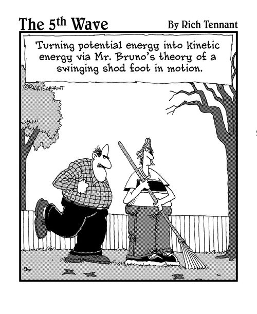 "Turning potential energy into kinetic energy via Br. Bruno's theory of a swinging shod foot in motion."
