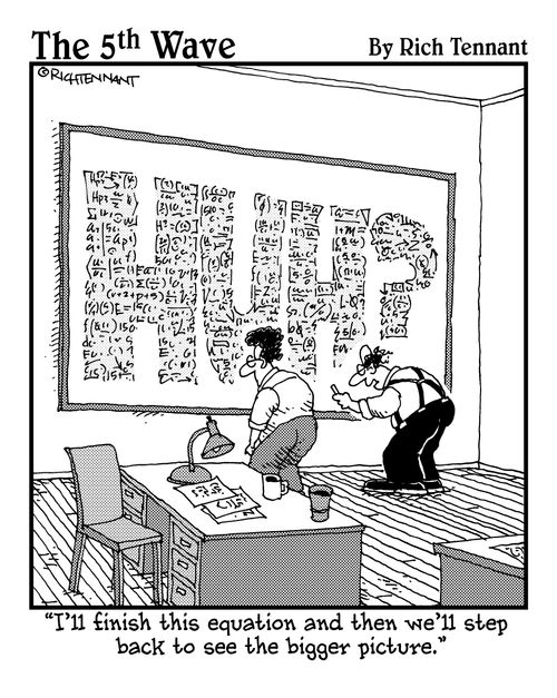 "I'll finish this equation and then we'll step back to see the bigger picture."