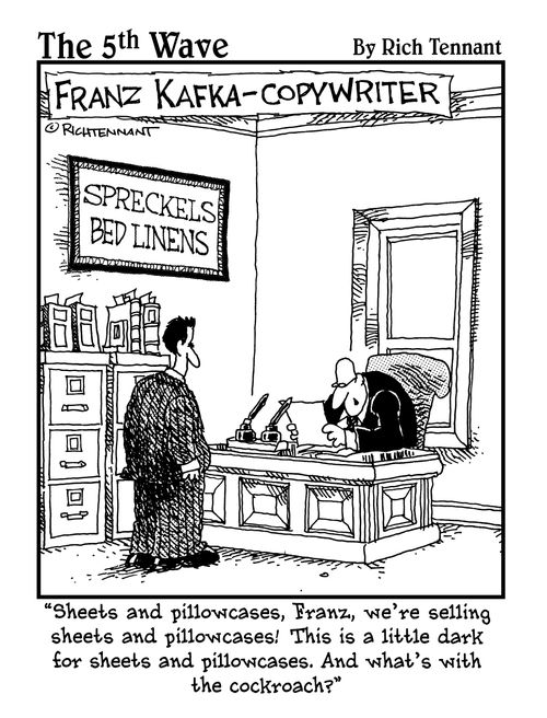 "Sheets and pillowcases, Franz, we're selling sheets and pillowcases!. . ."