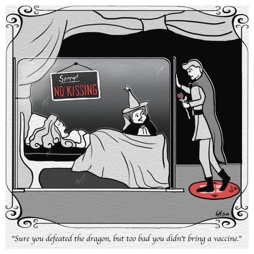 "Sure you defeated the dragon, but too bad you didn't bring a vaccine."