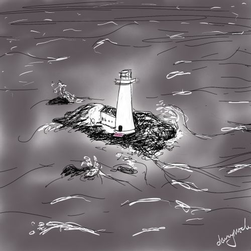 A lighthouse with a welcome mat