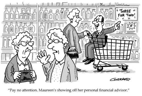 "Pay no attention. Maureen's showing off her personal financial advisor."