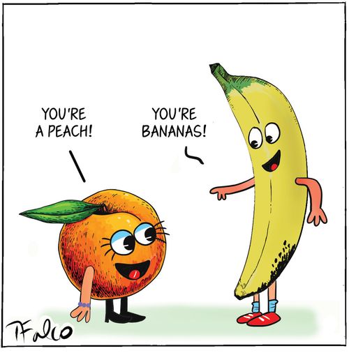 Peach flirting with a banana.