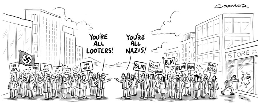 "You're all looters!" - "You're all Nazis!"