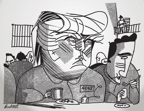 Trump in a prison cell.