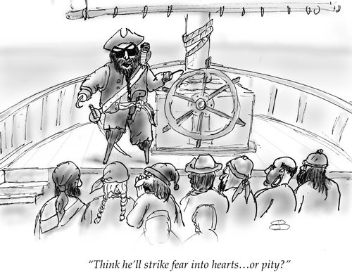 "Think he'll strike fear into hearts. . . or pity?"