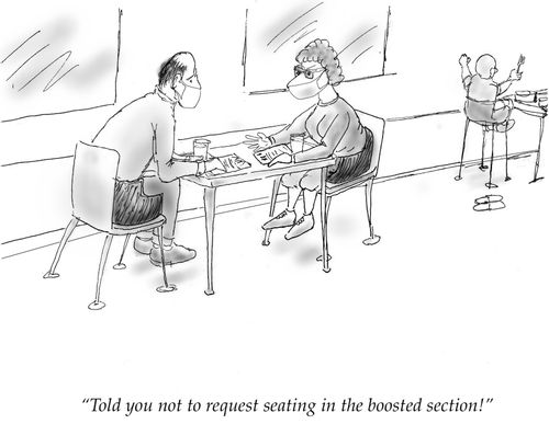 "Told you not to request seating in the boosted section!"