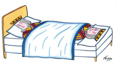Kings sleeping head to toe
