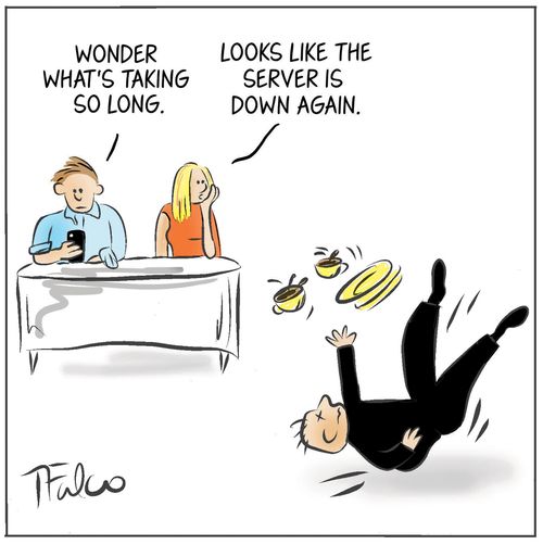 "Looks like the server is down again."