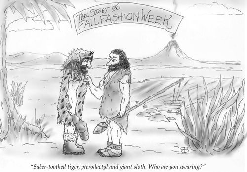 "Saber-toothed tiger, pterodactyl and giant sloth. Who are you wearing?"